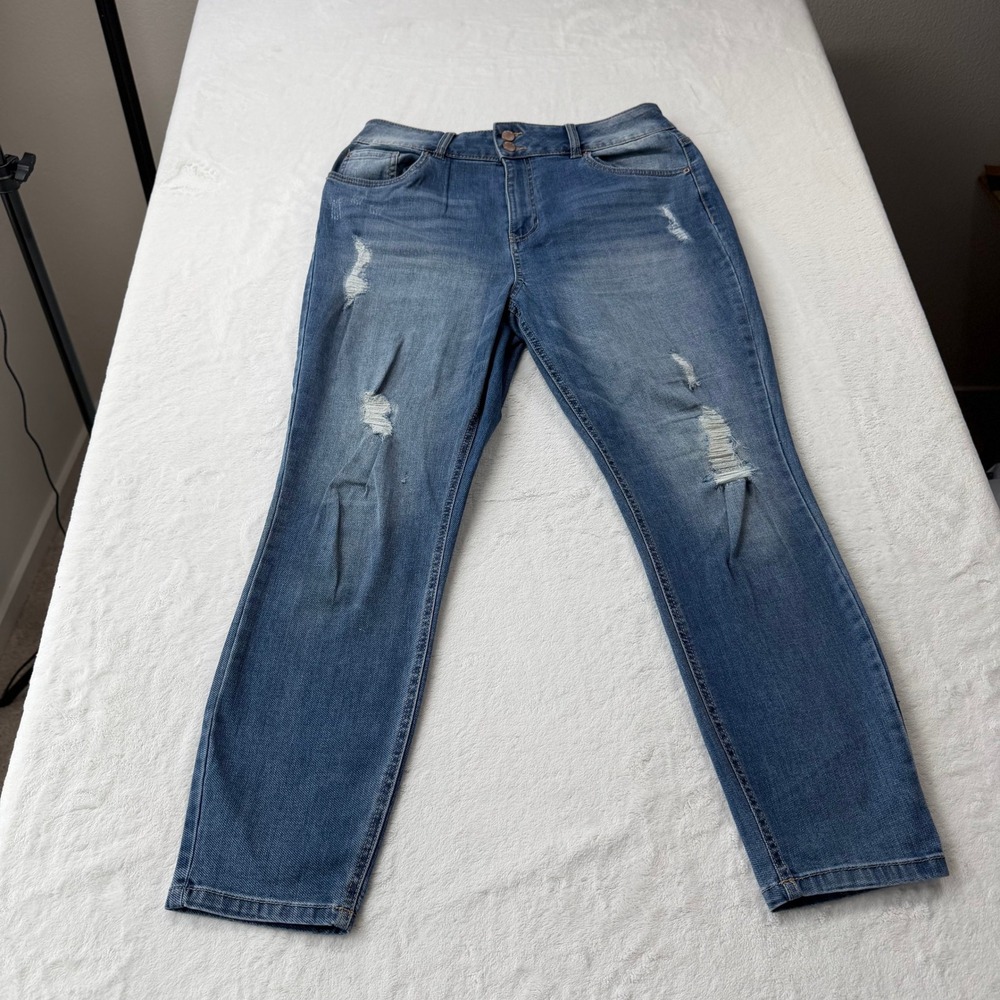 Blue Spice Distressed Jeans Womens 13 Blue Good Super High Waist Ankle Vintage